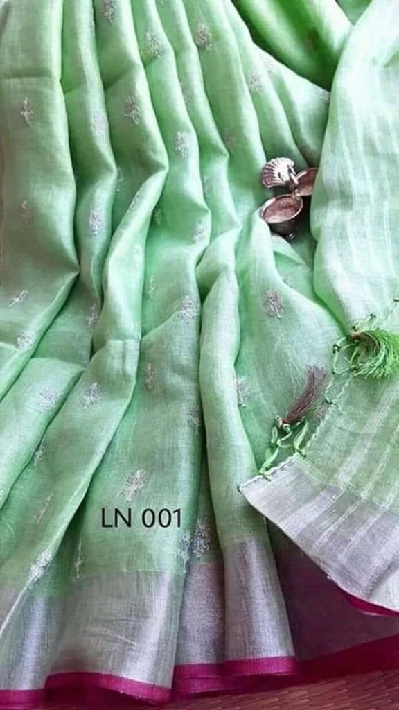 Pure Cotton Embroidery Work Saree With Blouse.