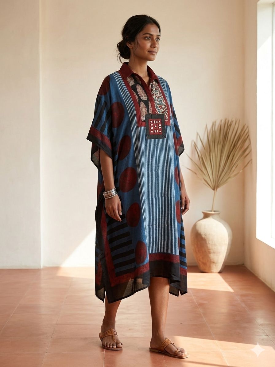 Pure Modal Silk Handblock Printed Kaftans Stitched suit
