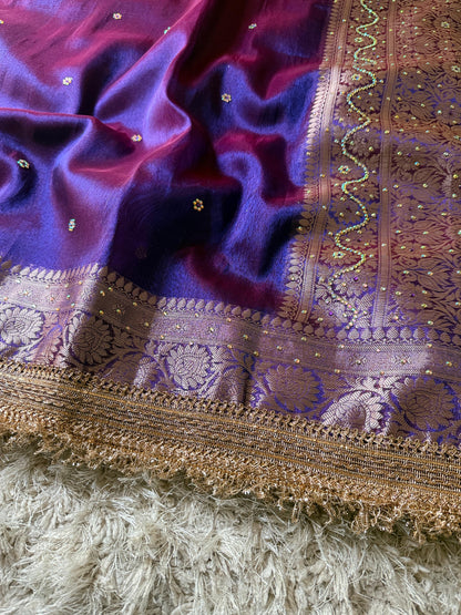 Banarasi Tissue Silk Saree With lace work border
