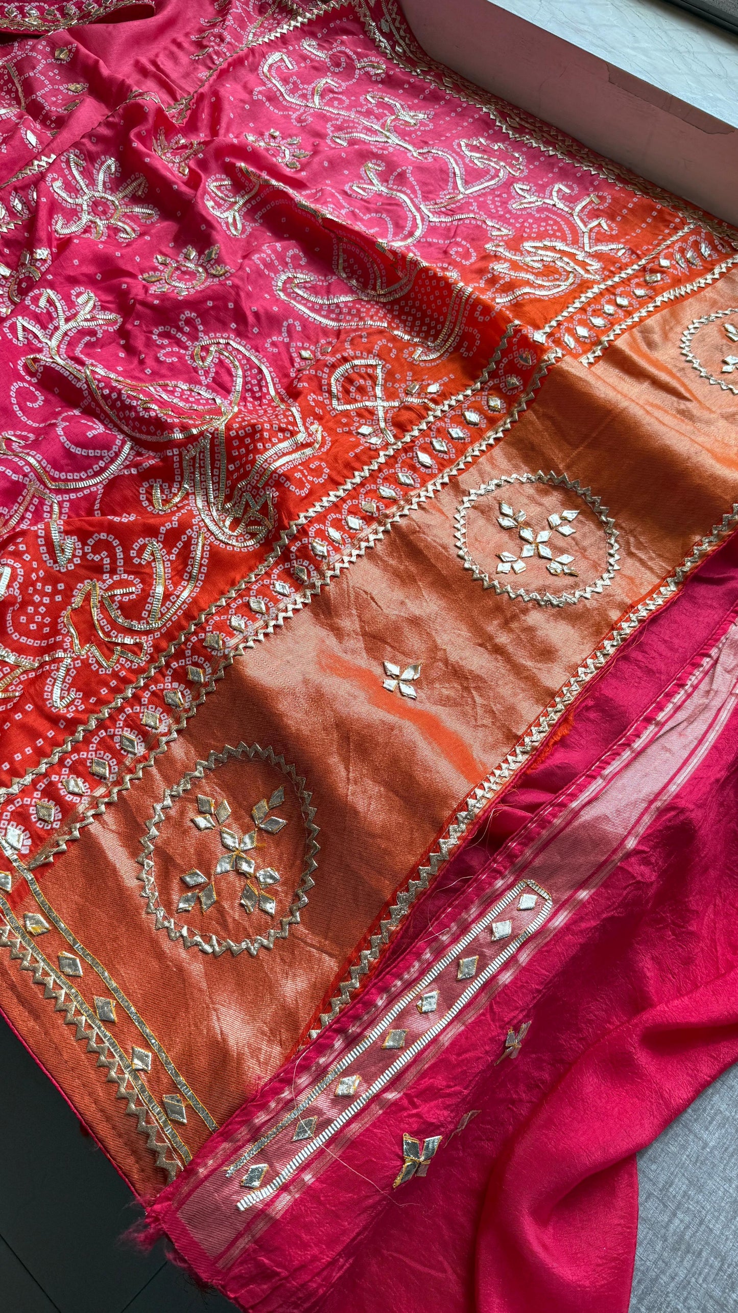 Pure Munga Silk Gotta Patti Work Saree With Blouse