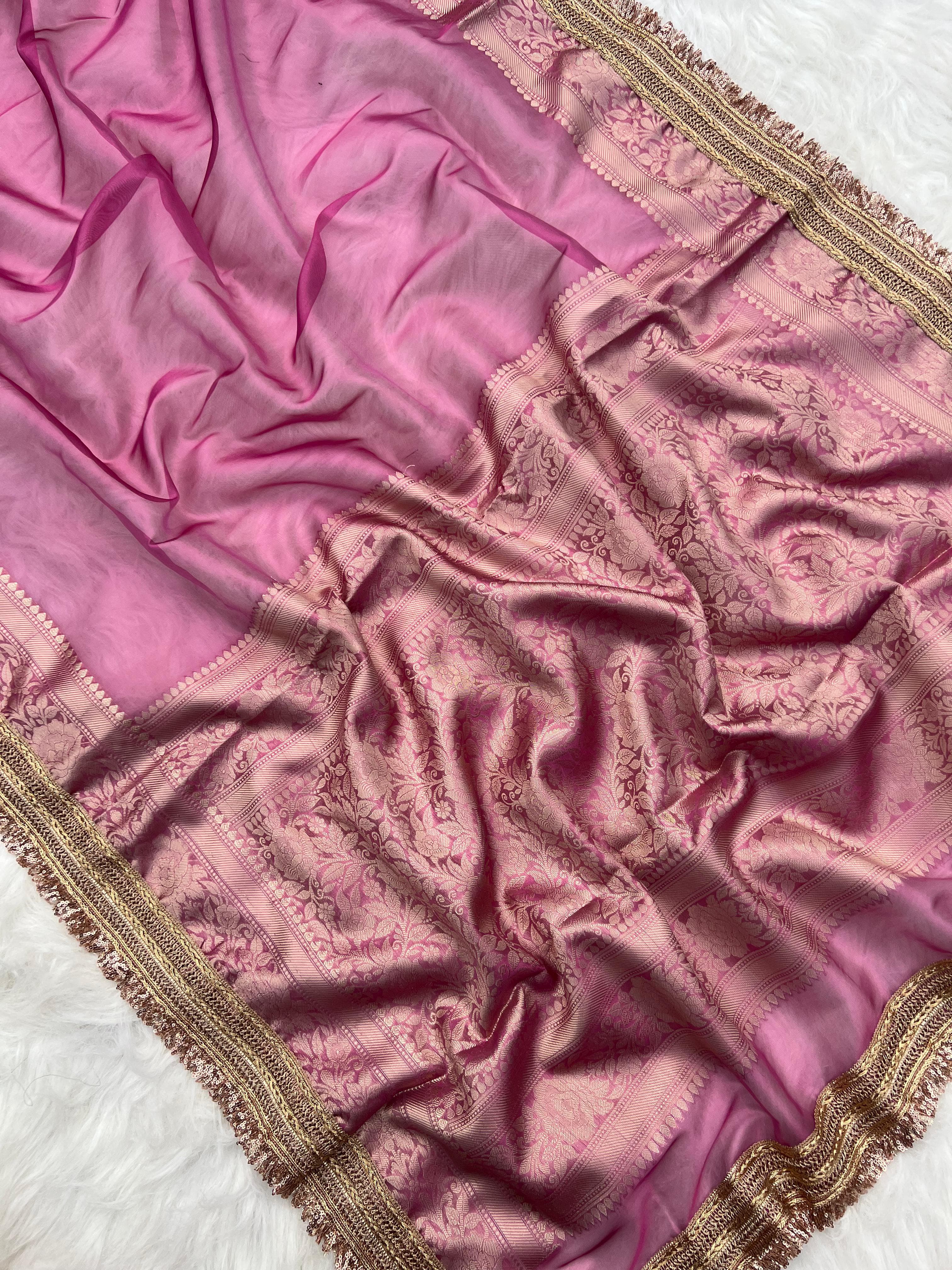 Banarasi Tissue Silk Saree With lace work border