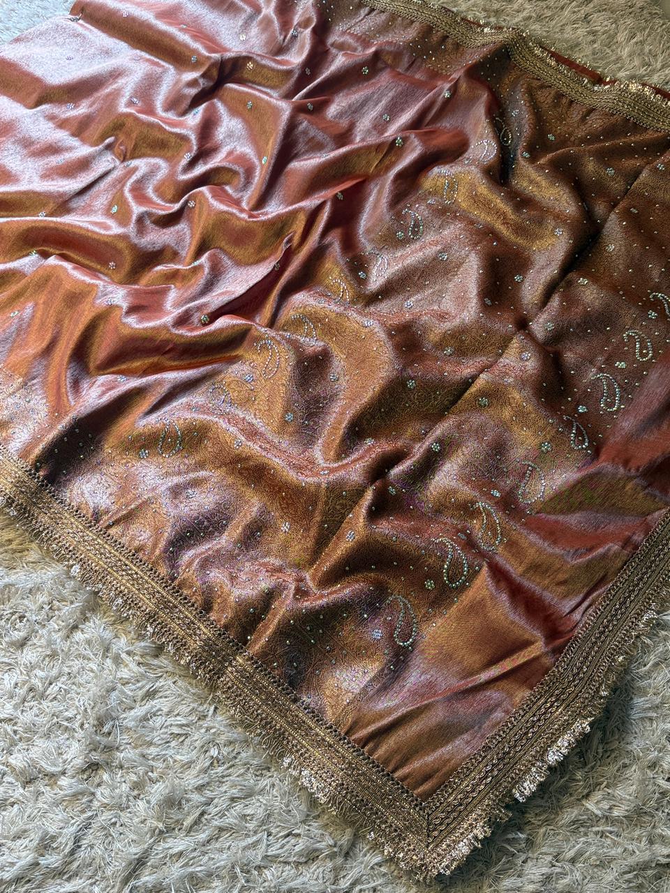 Banarasi Tissue Silk Saree With lace work border