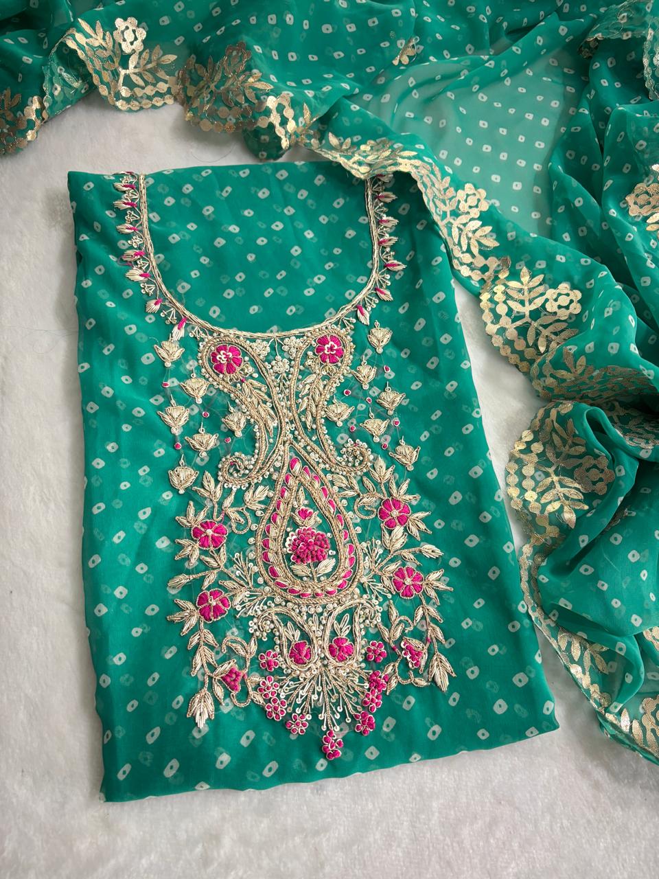Designer Georgette Suit Set with Gota Patti Work