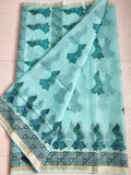 Beautiful kota cotton hand brush print work saree