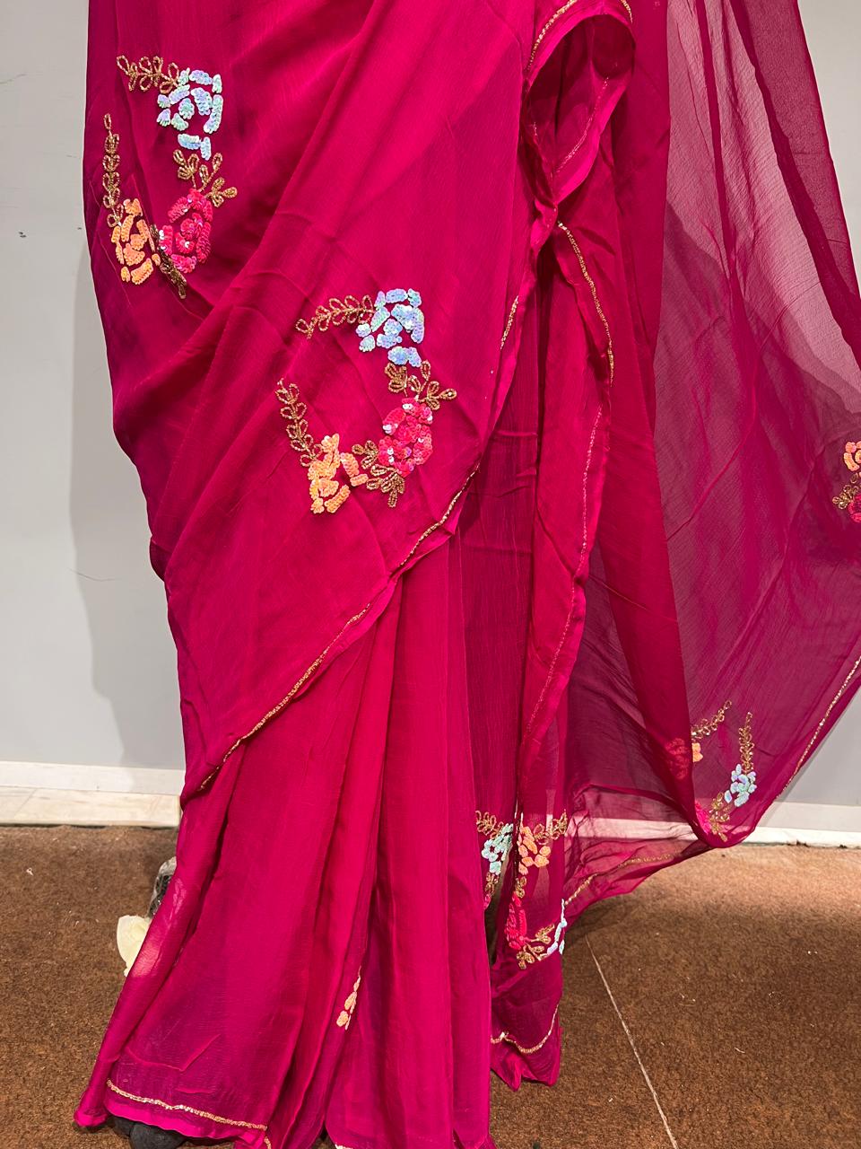 Pure Jaipuri Chiffon Saree