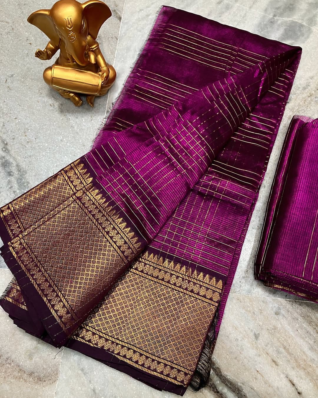 Pure Cotton Silk Mangalagiri Saree With Running Blouse