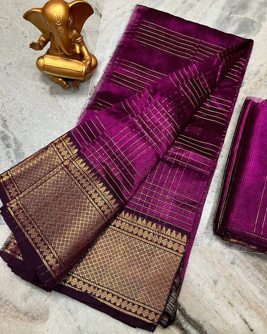 Pure Cotton Silk Mangalagiri Saree With Running Blouse