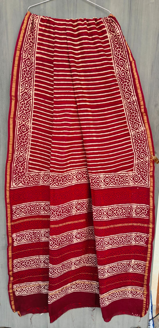 Traditional Hand-block Print Chanderi Silk Saree