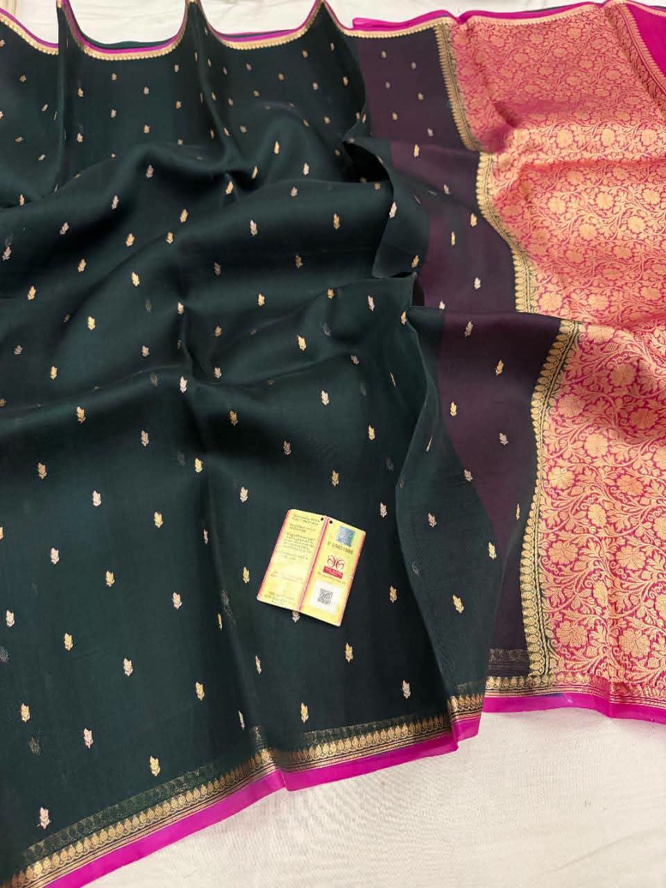 Pure Handloom banarasi  kora Silk Saree With Blouse
