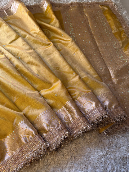 Banarasi Tissue Silk Saree With lace work border