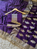 Handloom Banarasi Semi Khaddi Katan Soft Silk Saree With Lace Work Border