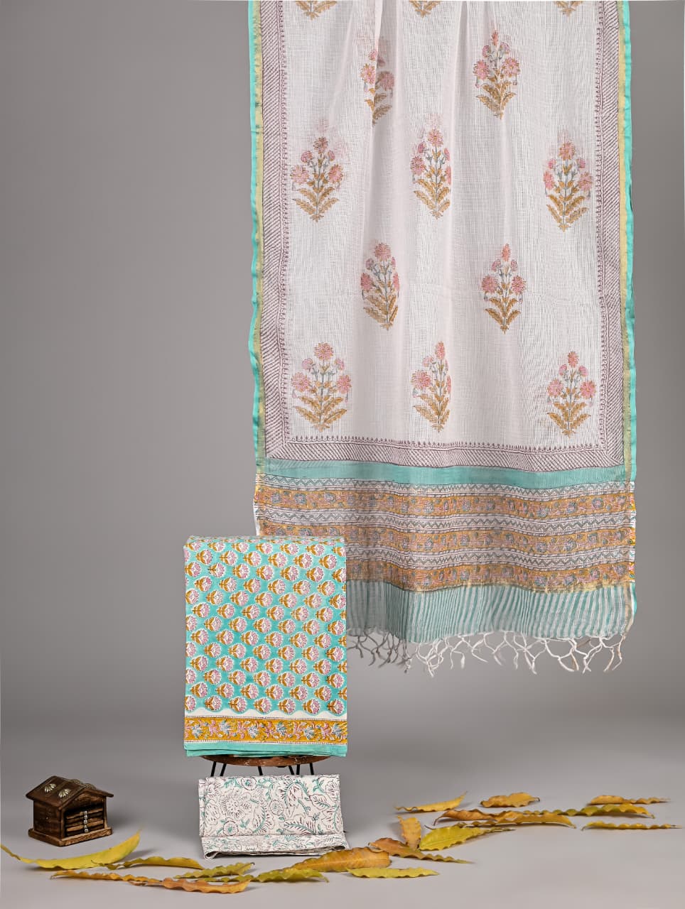 Pure Cotton Hand Block Print Suit With Kota Doriya Dupatta