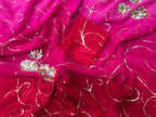 Pure Jaipuri Chiffon Jaal Work Saree With Blouse