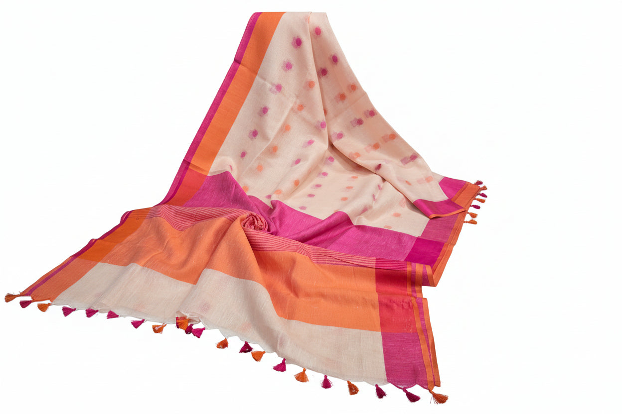 Pure Linen By Linen  Saree With  Blouse