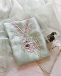 Organza Hand Work Unstitched Suit