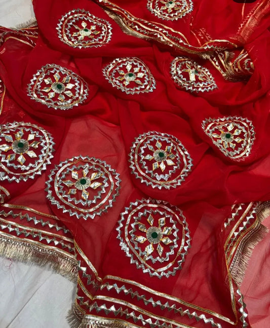 Pure Chiffon Saree with Elegant Gota Patti Work