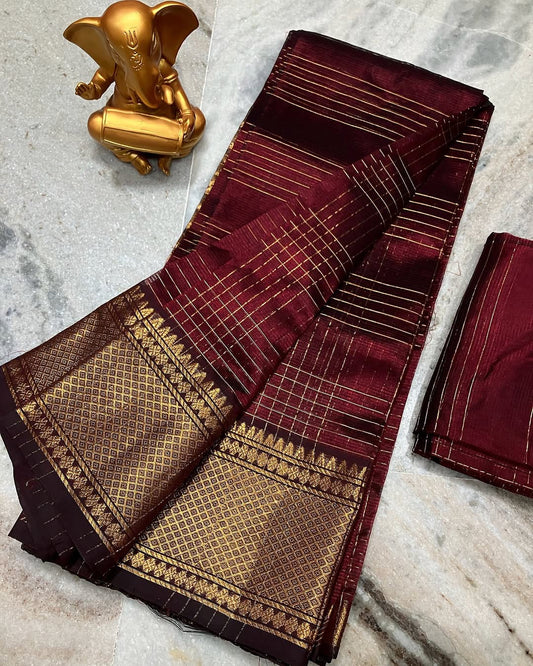 Pure Cotton Silk Mangalagiri Saree With Running Blouse