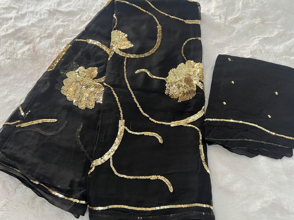 Pure Jaipuri Chiffon Jaal Work Saree With Blouse