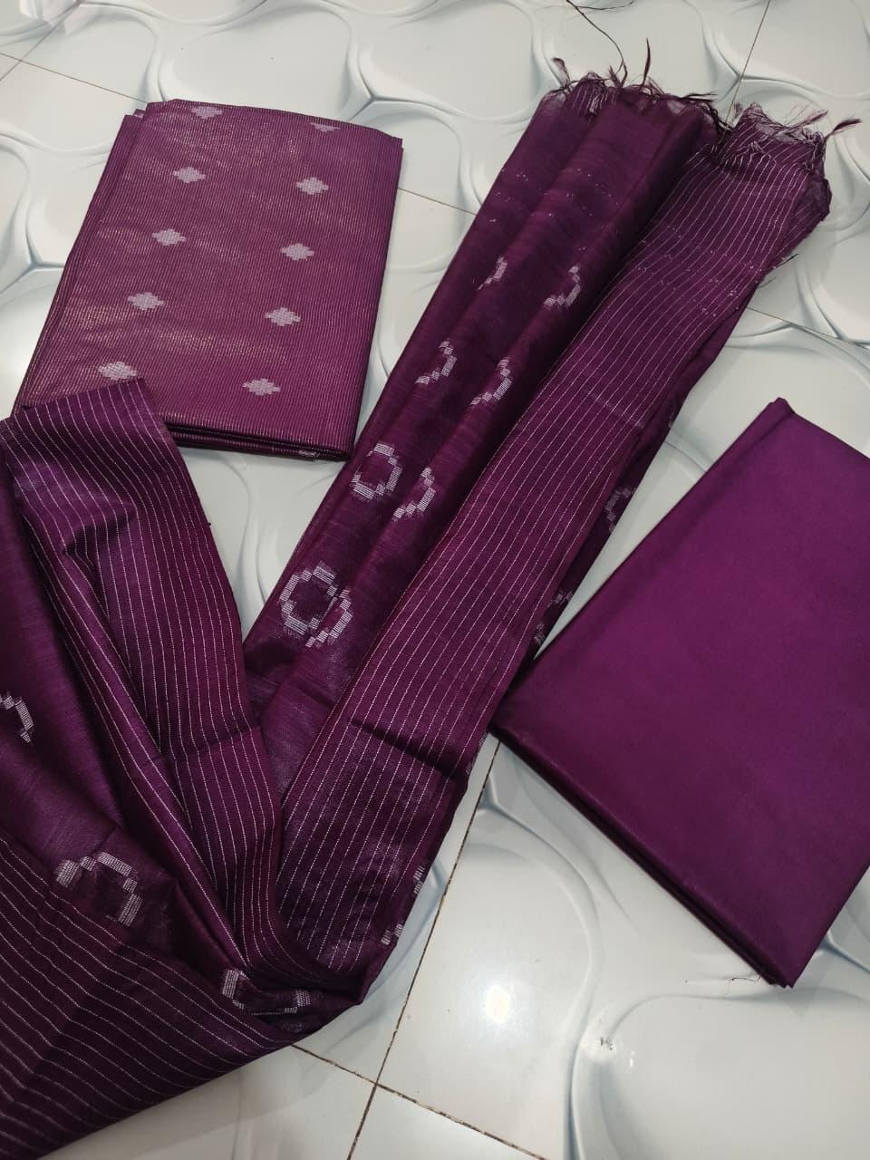Bhagalpuri Katan Silk 3PC Unstitched Suit
