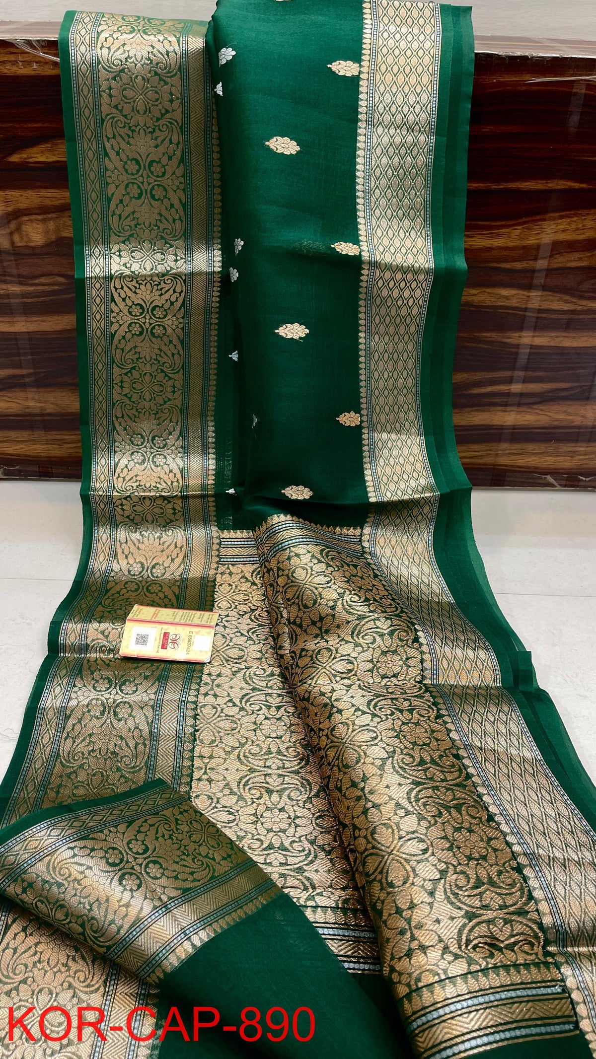 Pure Handloom banarasi  kora Silk Saree With Blouse
