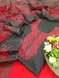 Pure Kota-Doria Unstitched Suit with Embroidery Work