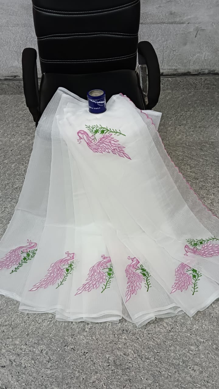 Kota cotton embroidery work Saree