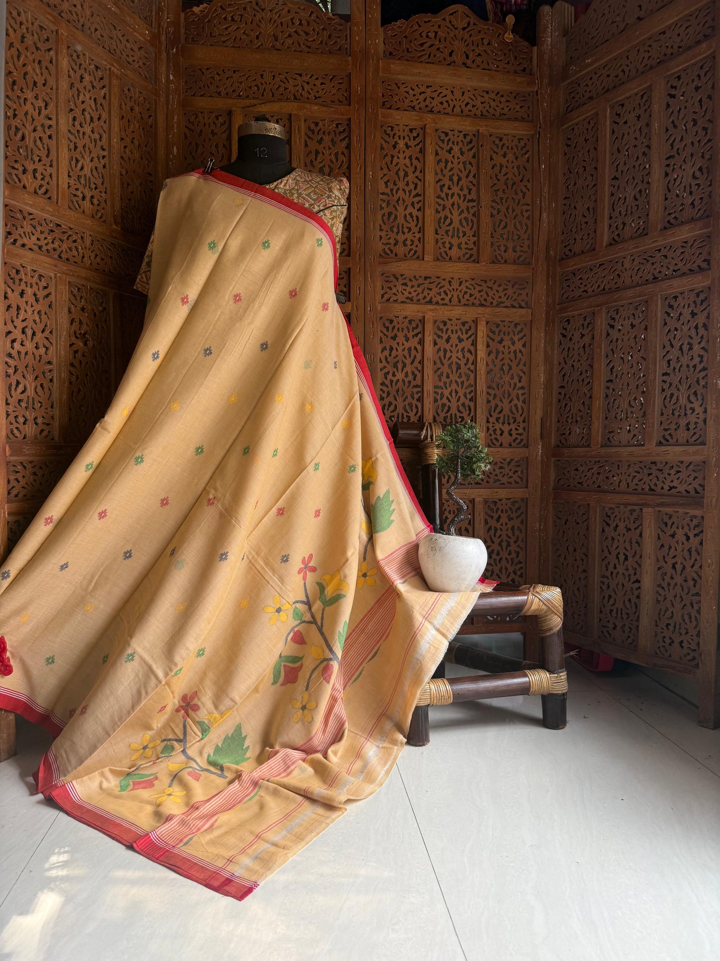 Pure Cotton needle work jamdani Saree