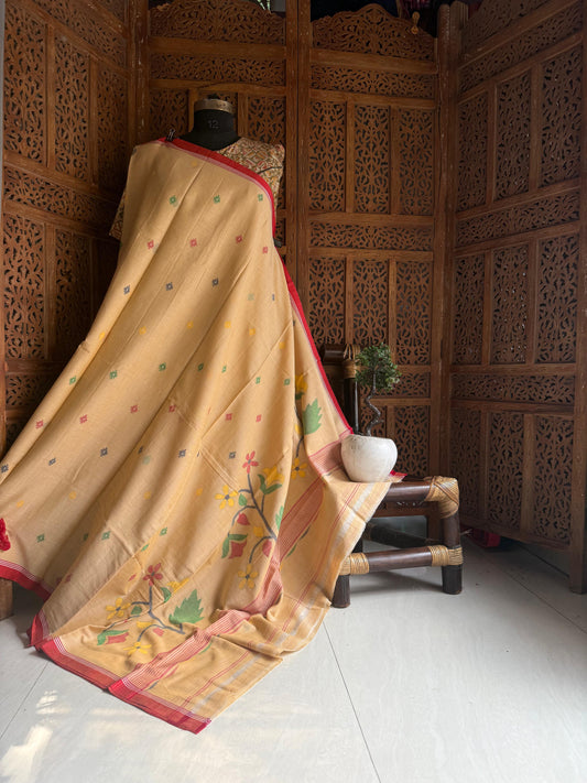 Pure Cotton needle work jamdani Saree