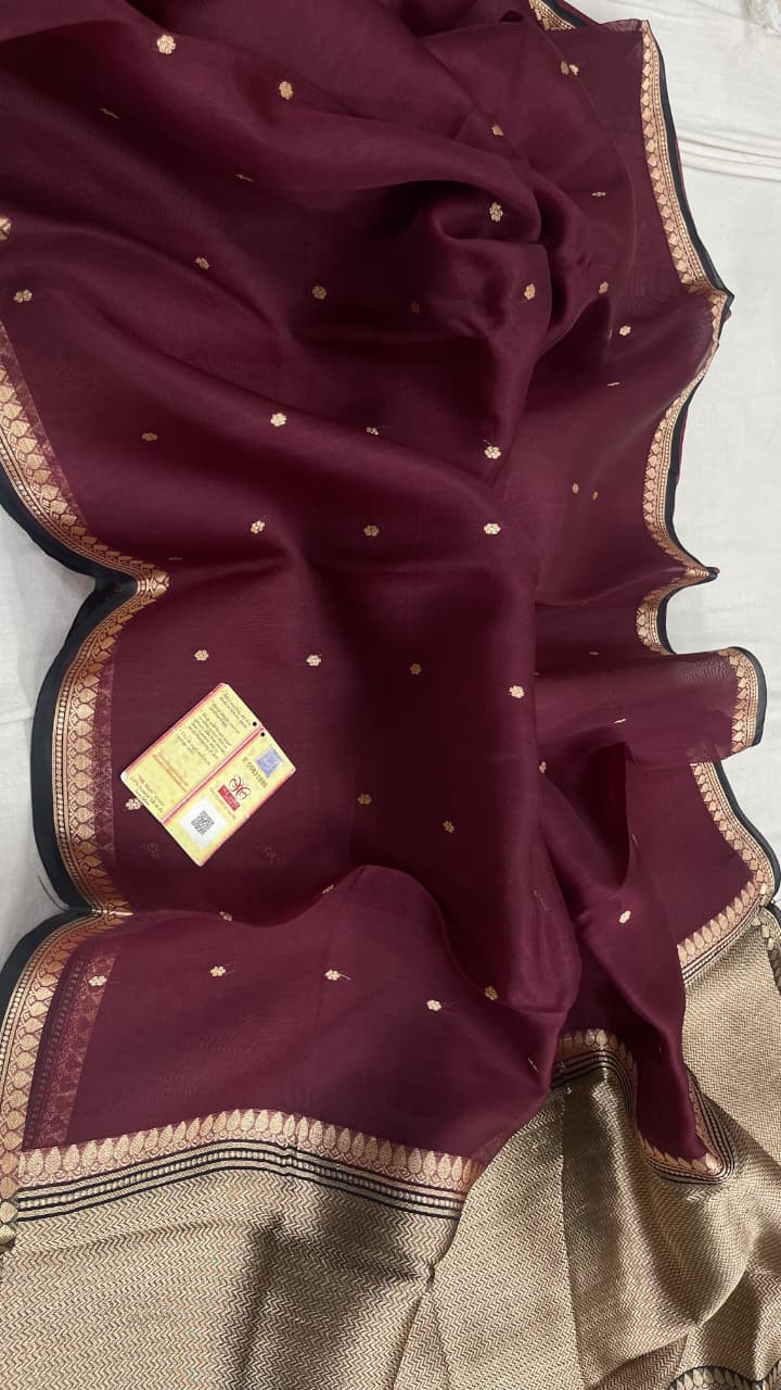 Pure Handloom banarasi  kora Silk Saree With Blouse