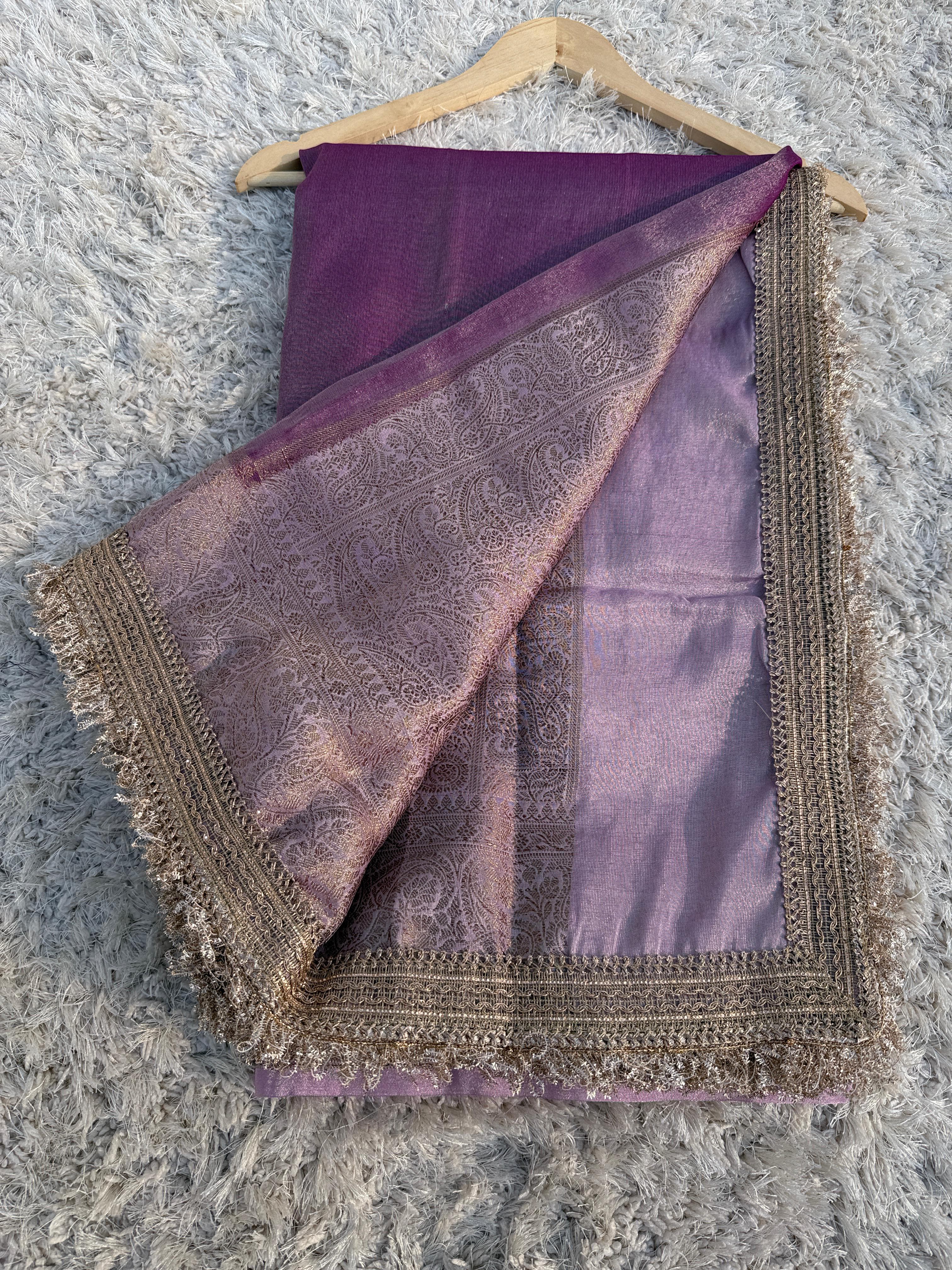 Banarasi Tissue Silk Saree With lace work border