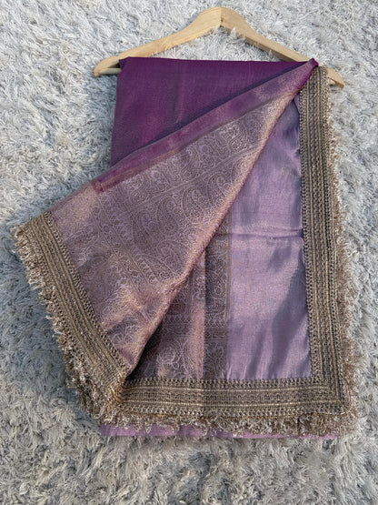 Banarasi Tissue Silk Saree With lace work border