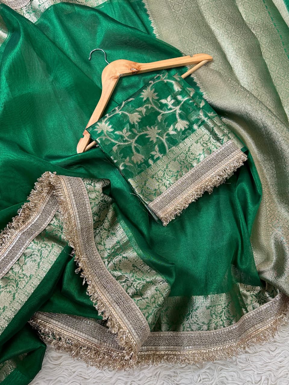 Banarasi Tissue Silk Saree With lace work border