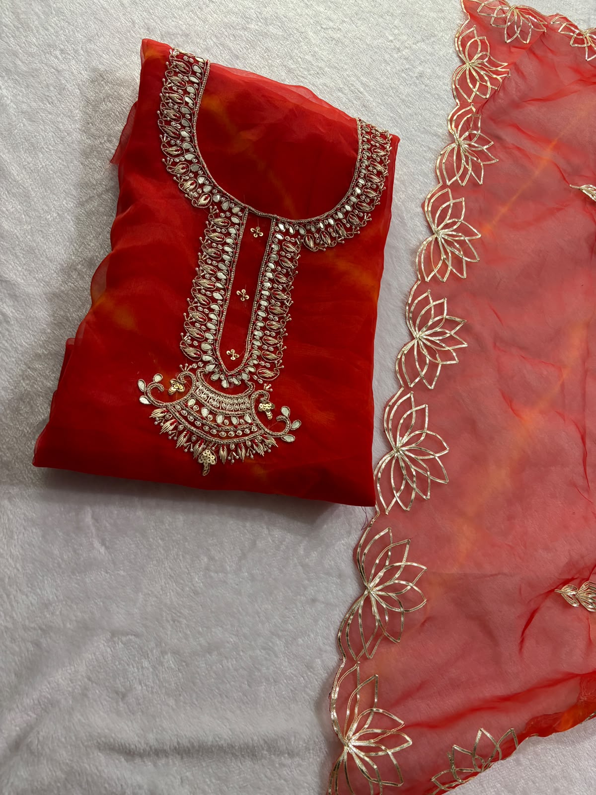 Organza Hand Work Unstitched Suit
