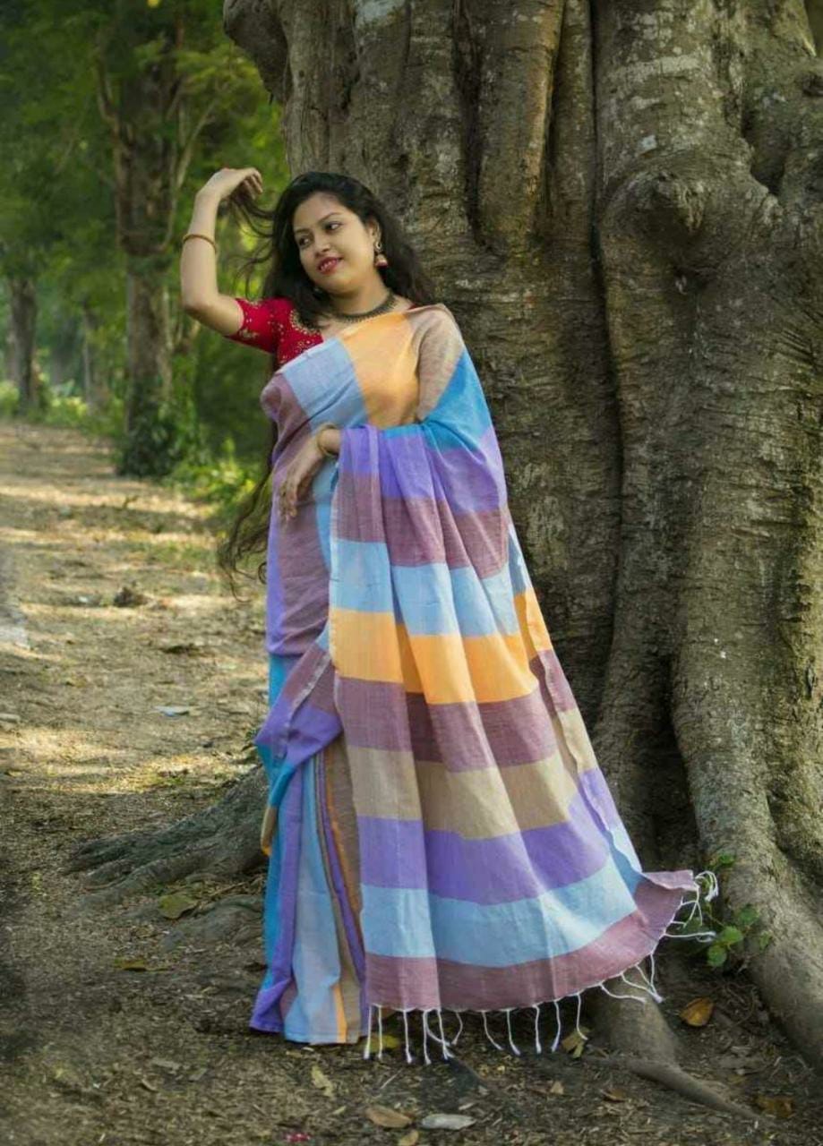 Pure Khaddi Cotton Saree With Blouse