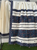 Pure Mul Cotton Saree With Ajrakh Mirror Work