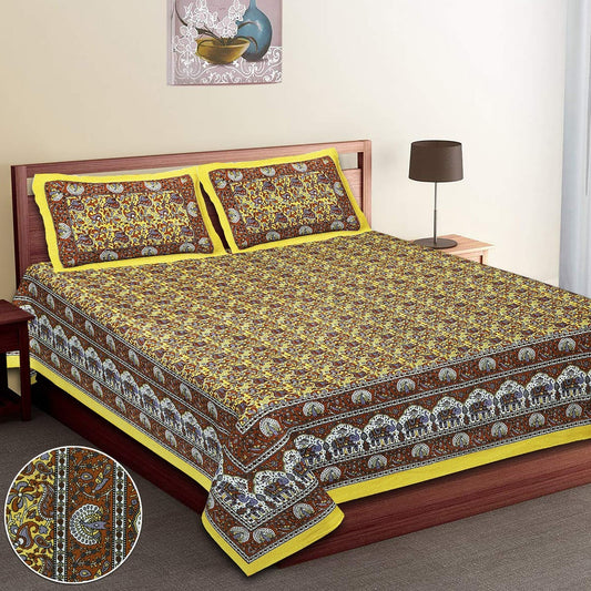 Pure Cotton King Size Double Bedsheet. ( 100X 108) with pillow covers