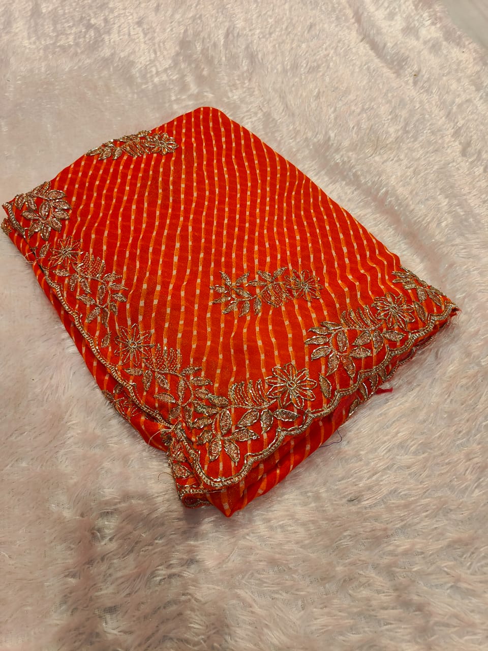 Desinger Georgette Leheriya Pattern Saree With Blouse
