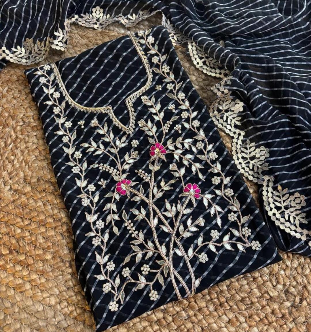 Pure Georgette Gota patti work Unstitched Suit