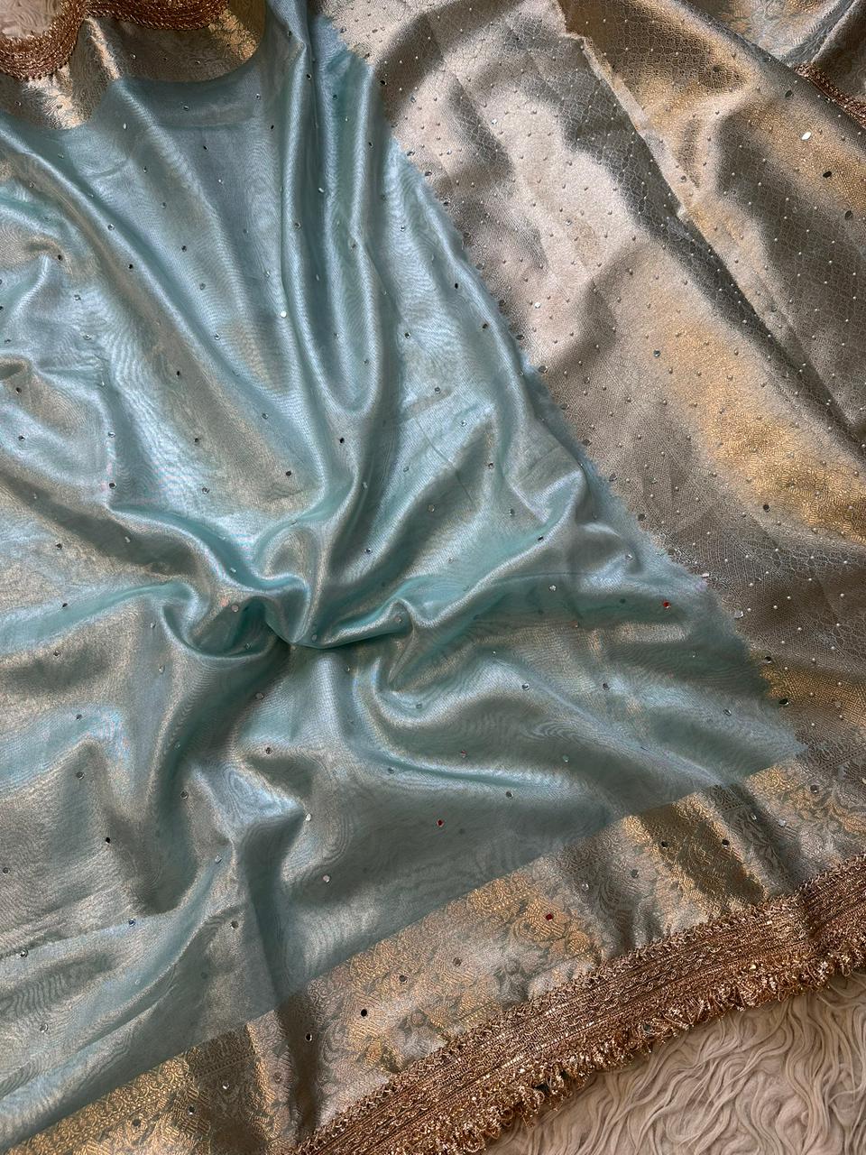 Banarasi Tissue Silk Saree With Mirror Work Saree