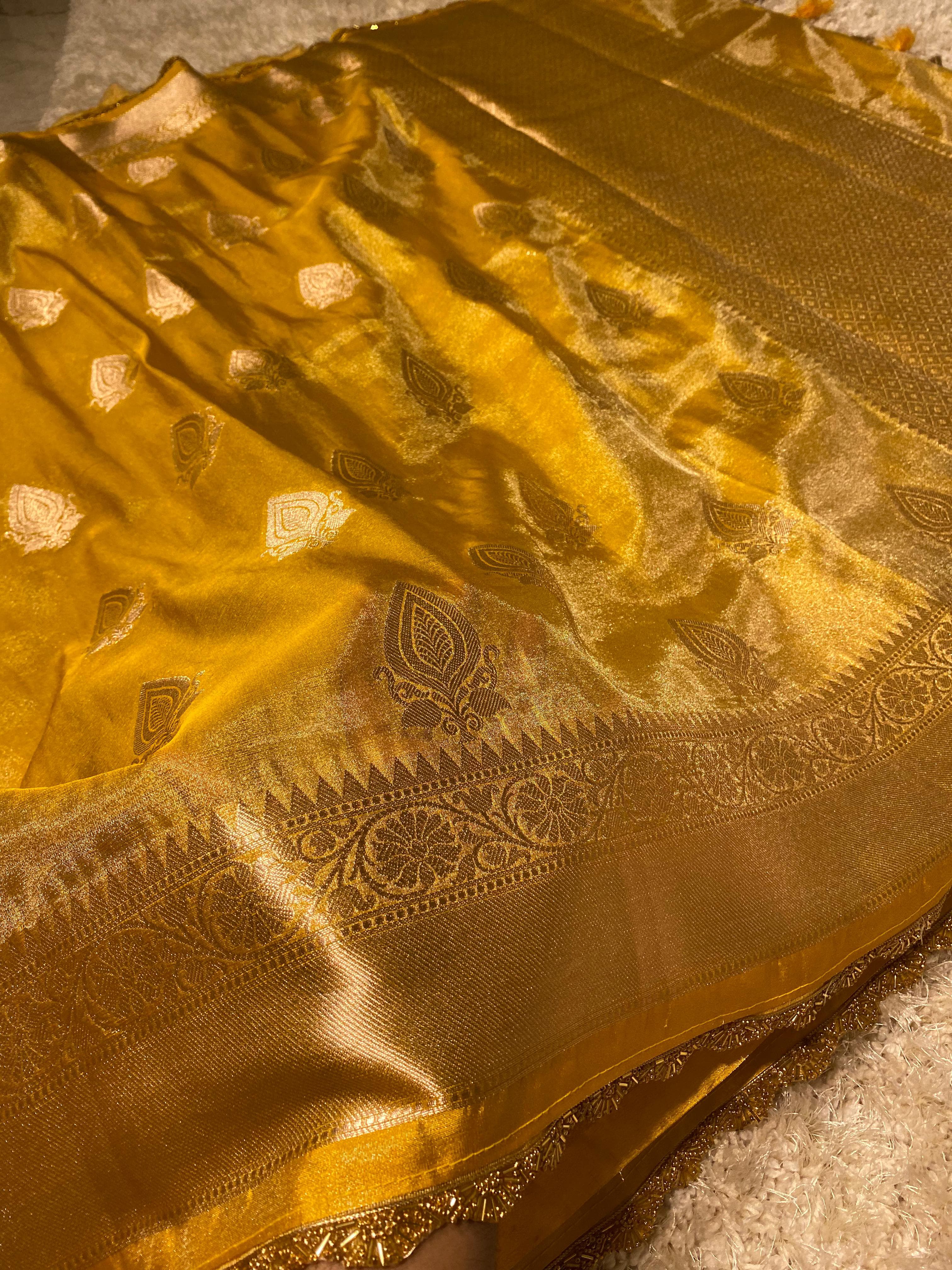 Banarasi tissue soft silk saree  with lace work