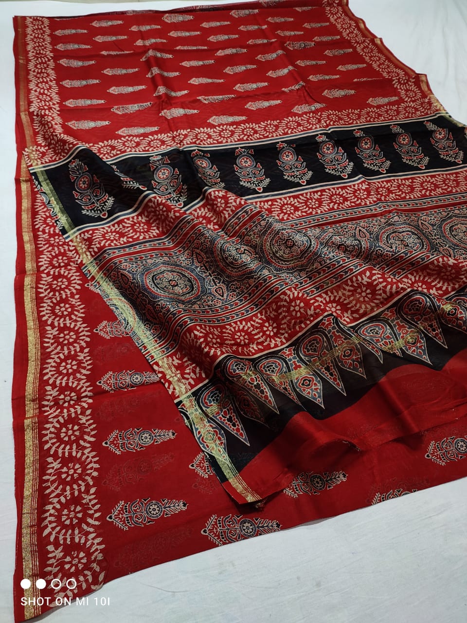 Buy Ajrakh Sarees | Ajrakh Print Sarees at the Best Prices – thecotlin