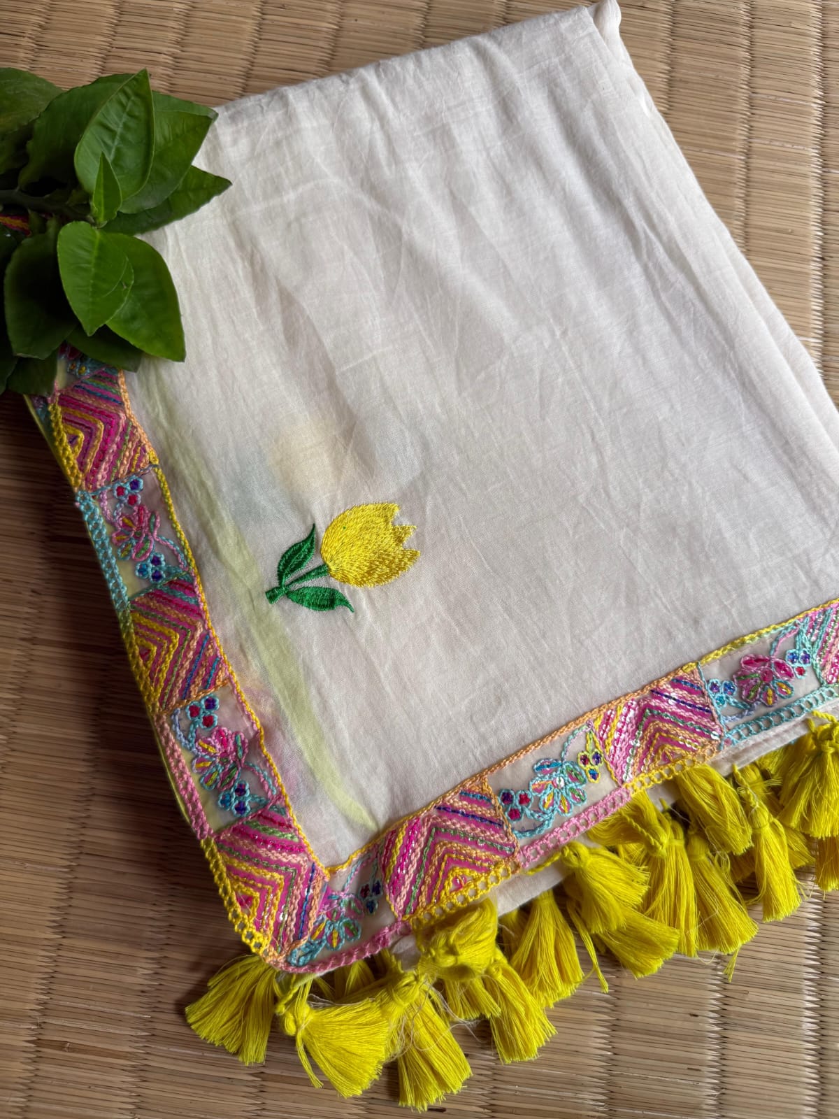 Premium Pure Mulmul Cotton Saree with Designer Lace Border