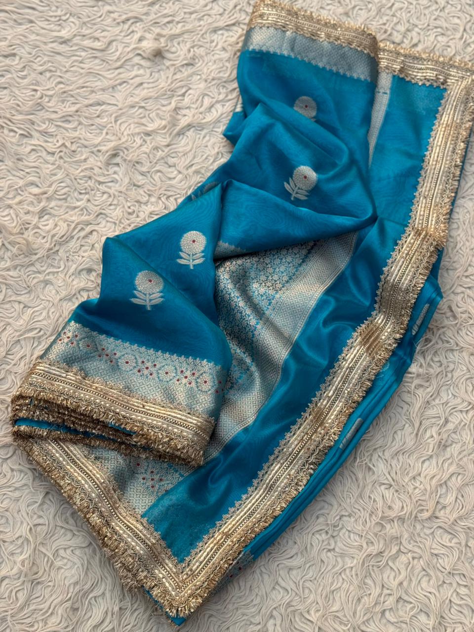 Banarasi Tissue Silk Saree With lace work border