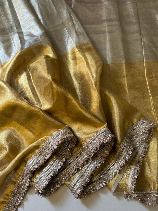 Banarasi Tissue Silk Saree With lace work border