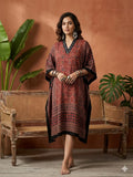 Pure Modal Silk Hand block Printed Kaftans Stitched suit With Hand Mirror Work