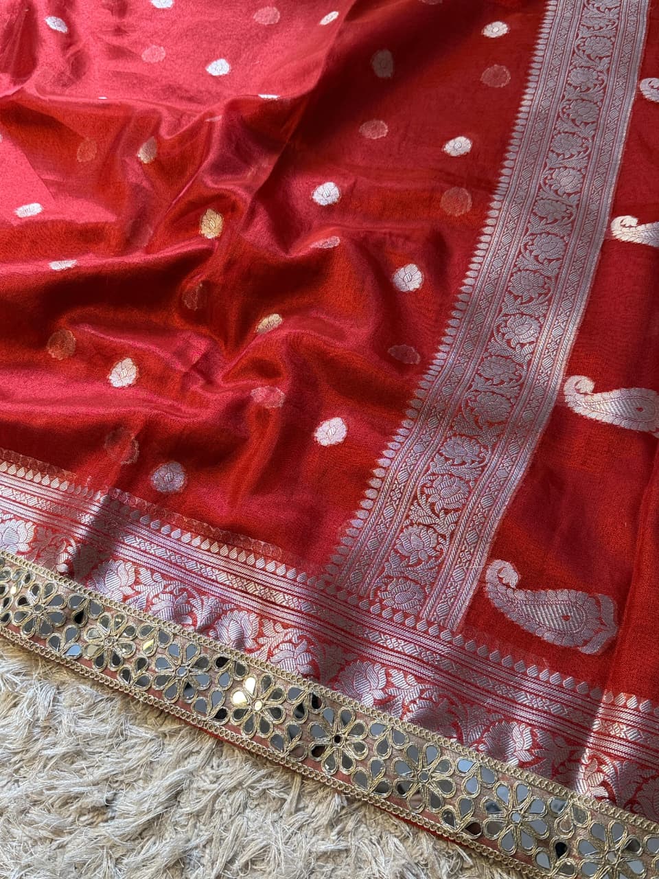 Banarasi Glass tissue silk saree with  lace work