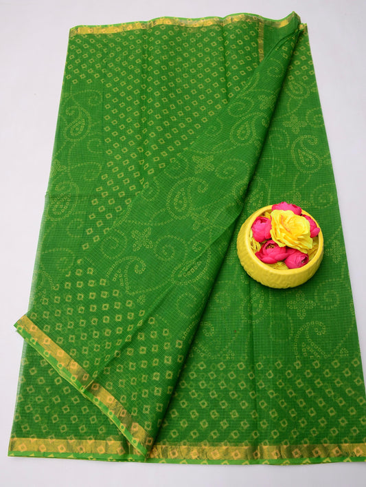 Pure Cotton Kota Doria Kalam Kari Floral Print Sarees