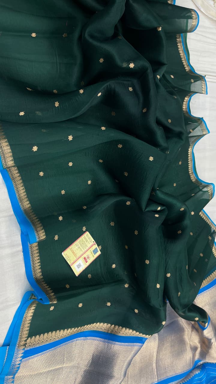 Pure Handloom banarasi  kora Silk Saree With Blouse