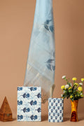 Pure Cotton Unstitched Suit With Organza Silk Dupatta