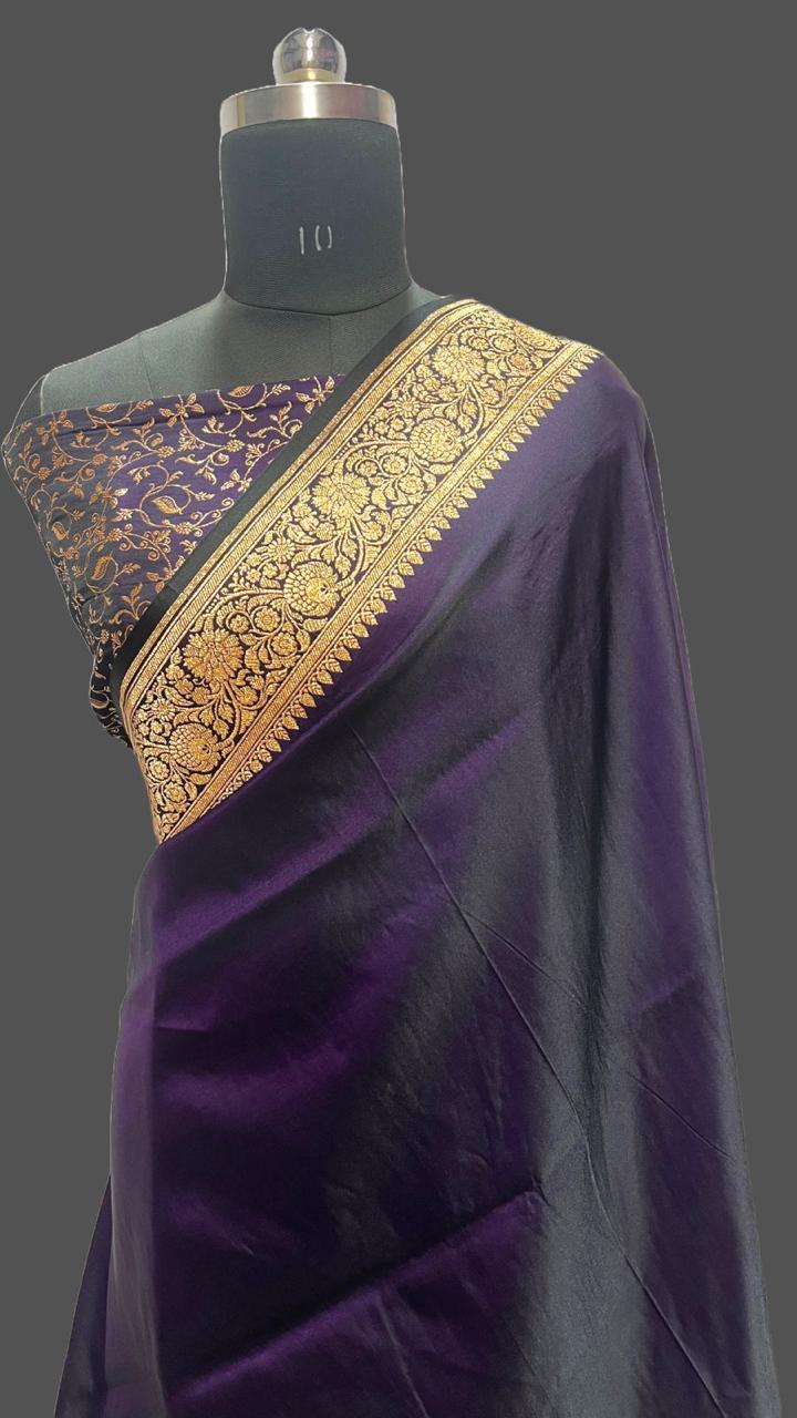 Designer Banarasi Satan Katan Saree With Blouse